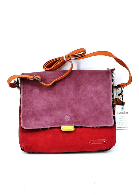 INGRID reversible suede bag in Fairtrade recycled leather