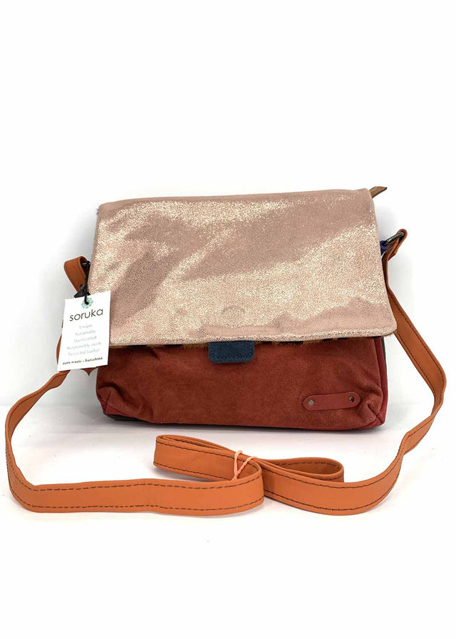 INGRID reversible suede bag in Fairtrade recycled leather