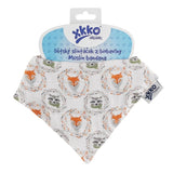 Fox and Raccoon bandana bib in organic cotton muslin