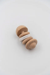 Wooden and silicone rattle - White