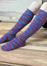 Long melange ribbed socks for women in Alpaca and Wool