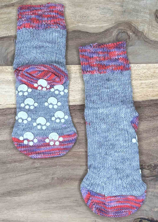 Non-slip socks in Alpaca and Multicolor Wool for children