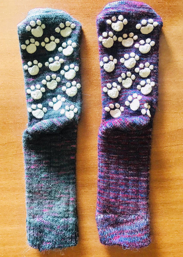 Non-slip socks in Alpaca and Multicolor Wool for children