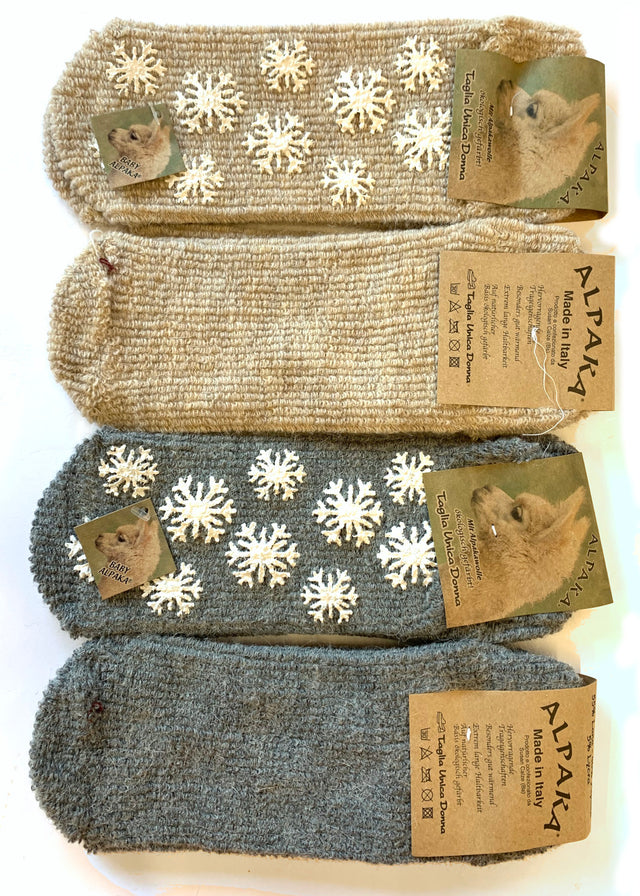 Anti-slip bootie socks for women in Alpaca and Wool