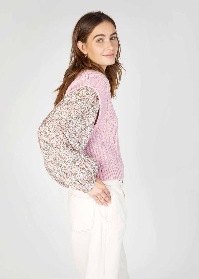 Gilet Blossom Sweetpea da donna in pura lana merino