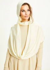 BLUSBAR tubular hooded scarf in pure merino wool