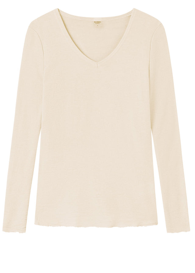 BLUSBAR V-neck sweater for women in pure merino wool