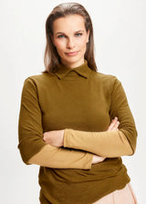 BLUSBAR sweater with collar for women in pure merino wool