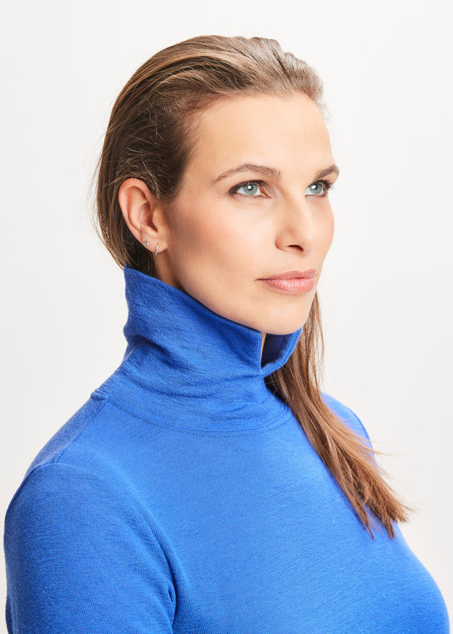 BLUSBAR sweater with collar for women in pure merino wool