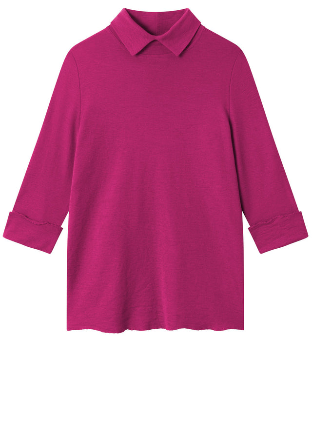 BLUSBAR sweater with collar for women in pure merino wool