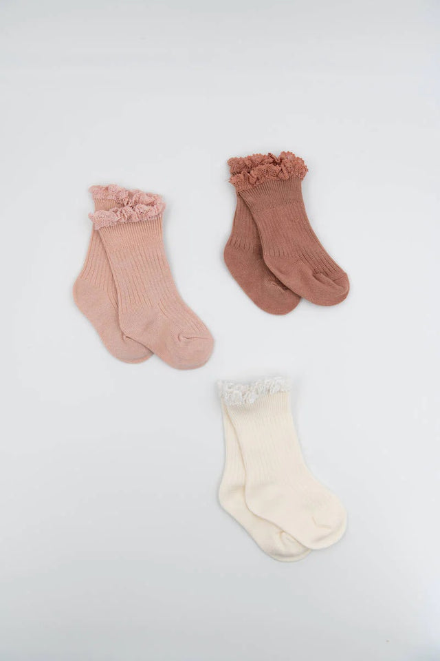 Girl's Socks with Lace GIFT BOX - 3 pairs