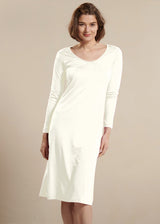 Long-sleeved nightdress in organic silk and cotton