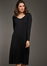 Long-sleeved nightdress in organic silk and cotton