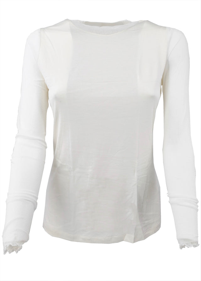 Mock-neck sweater in silk and organic cotton