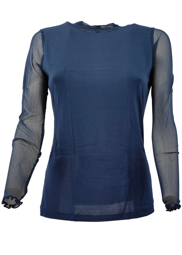 Mock-neck sweater in silk and organic cotton