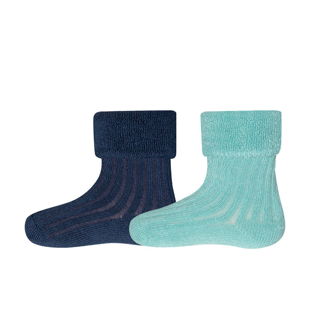 Calzini Blu + Turchese 2 PAIA per bambini in cotone biologico