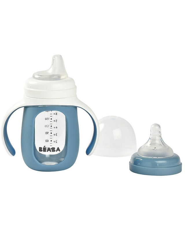 Biberon da Apprendimento 2in1 in Vetro e Silicone 210 ml