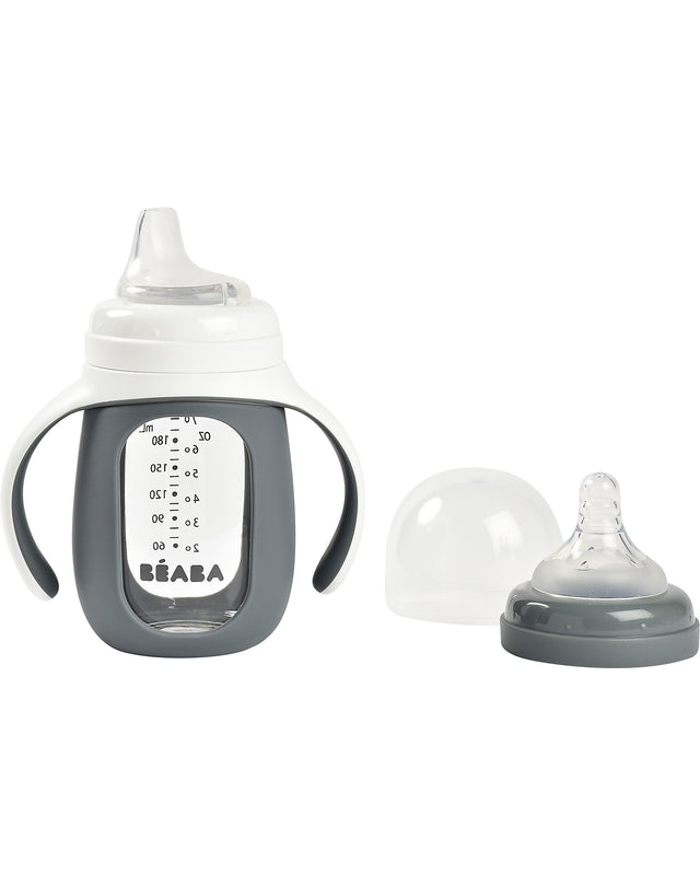 Biberon da Apprendimento 2in1 in Vetro e Silicone 210 ml