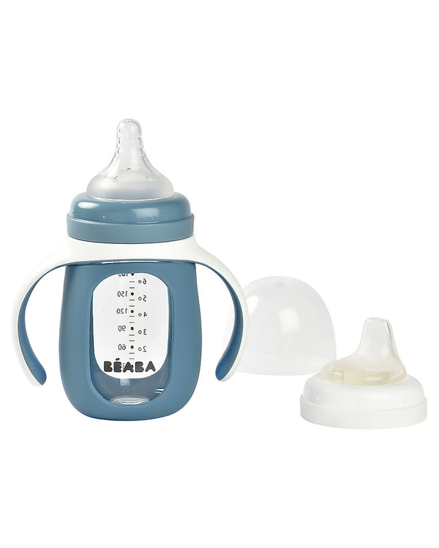 2in1 Learning Bottle in Glass and Silicone 210 ml