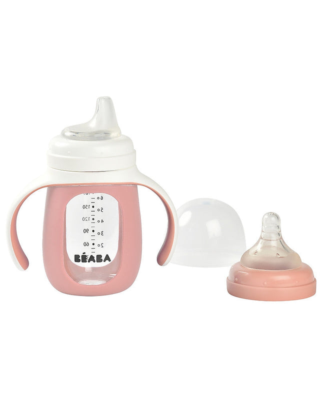 2in1 Learning Bottle in Glass and Silicone 210 ml