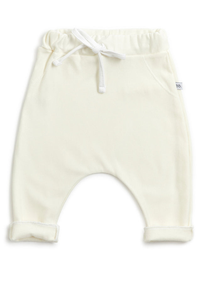 Cream organic bamboo trousers for newborns