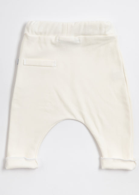 Cream organic bamboo trousers for newborns