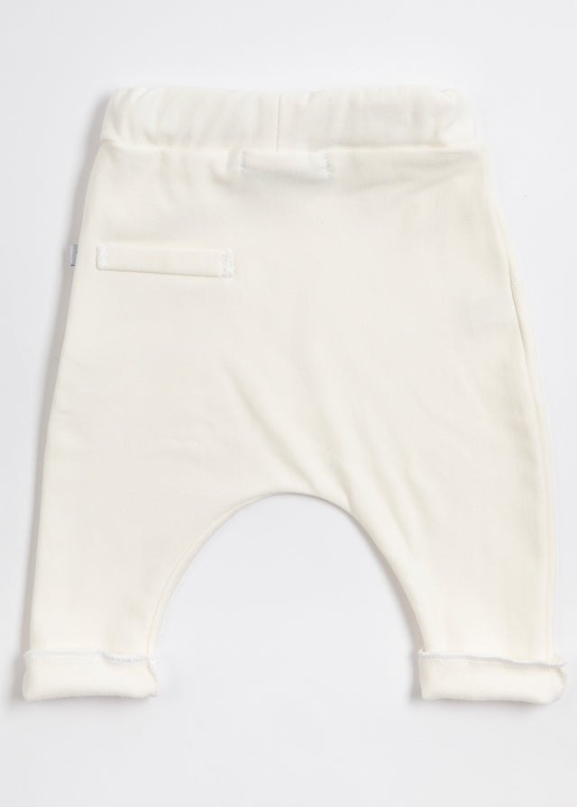 Cream organic bamboo trousers for newborns