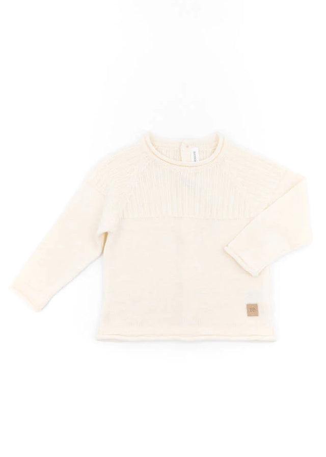 WHITE back opening sweater for newborns in organic bamboo