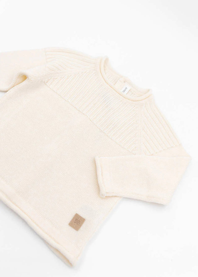 WHITE back opening sweater for newborns in organic bamboo