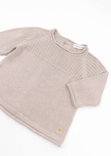 CAMEL sweater with opening at the back for newborns in organic bamboo