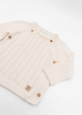 WHITE crossover sweater for newborns in organic bamboo