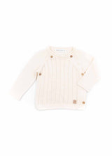 WHITE crossover sweater for newborns in organic bamboo