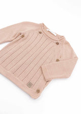 PINK crossover sweater for newborns in organic bamboo