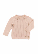 PINK crossover sweater for newborns in organic bamboo