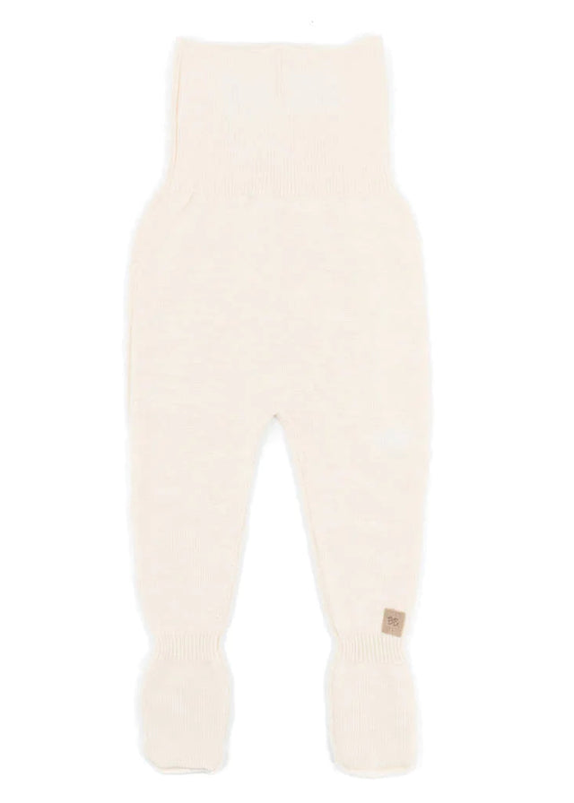 White knitted gaiters for newborns in organic bamboo