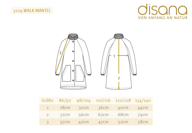 Disana coat for girls in pure organic boiled wool