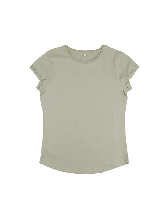 Maglia donna maniche arrotolate Pistacchio in cotone biologico