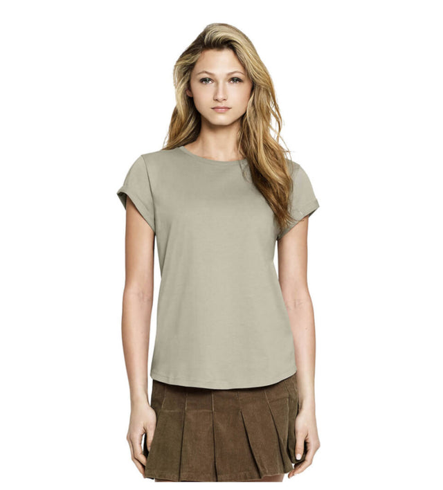 Pistachio women's rolled-sleeved shirt in organic cotton