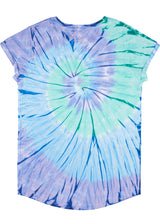 Maglia donna maniche arrotolate TIE DYE BLUE in cotone biologico