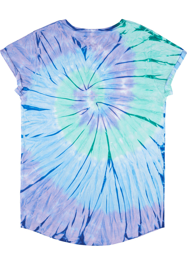 TIE DYE BLUE women's rolled-sleeved shirt in organic cotton