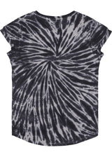 TIE DYE BLACK women's rolled-sleeved shirt in organic cotton