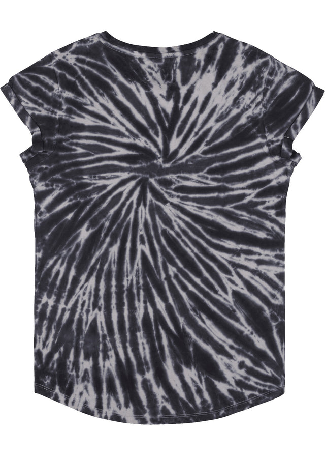 Maglia donna maniche arrotolate TIE DYE BLACK in cotone biologico