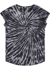 TIE DYE BLACK women's rolled-sleeved shirt in organic cotton