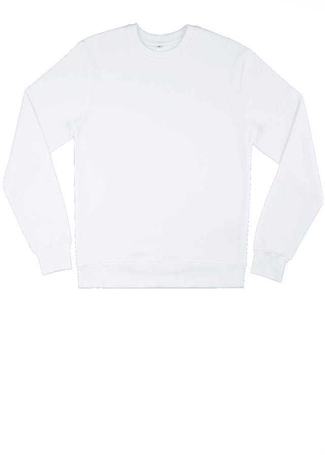 Felpa unisex girocollo WHITE in puro cotone biologico