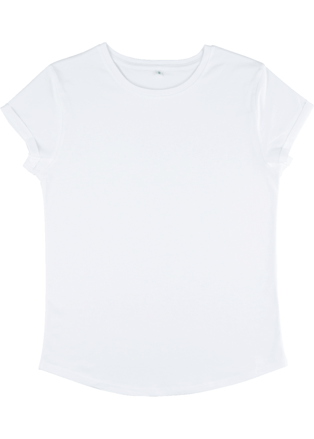 White women's rolled-up sleeve shirt in organic cotton