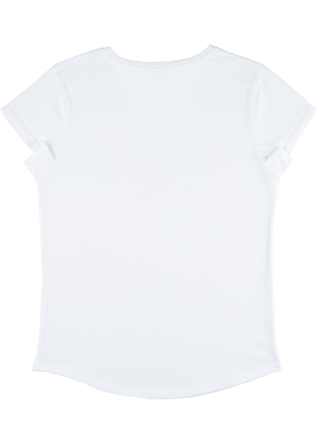 White women's rolled-up sleeve shirt in organic cotton