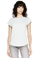 White women's rolled-up sleeve shirt in organic cotton