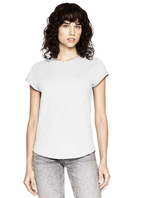 White women's rolled-up sleeve shirt in organic cotton