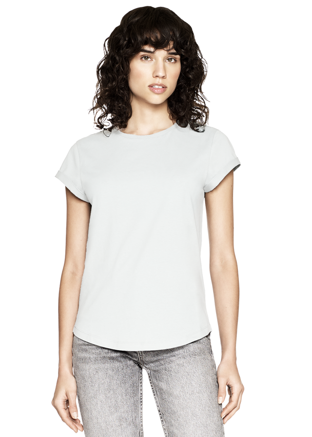 White women's rolled-up sleeve shirt in organic cotton