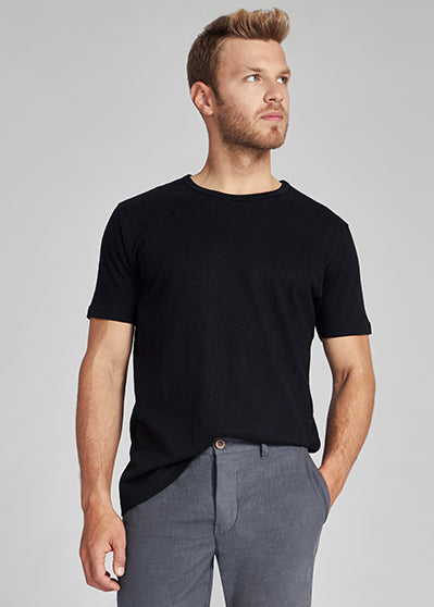 Basic BLACK Hemp and Organic Cotton T-shirt for men